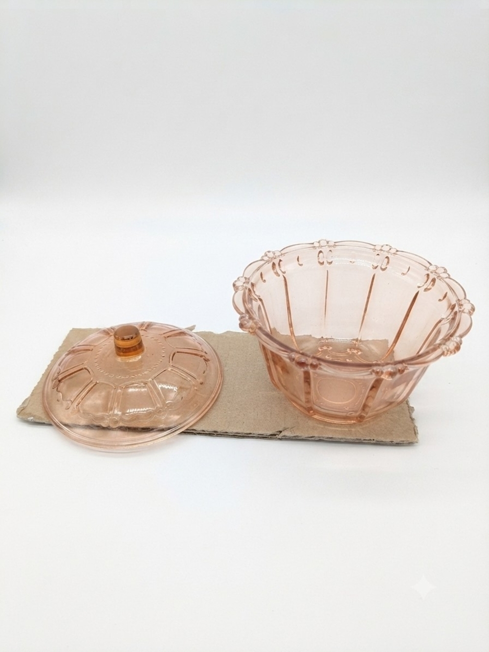 Pink Pressed Glass Pedestal Dish - KIG Retro Aesthetic (Indonesia) Vintage Style